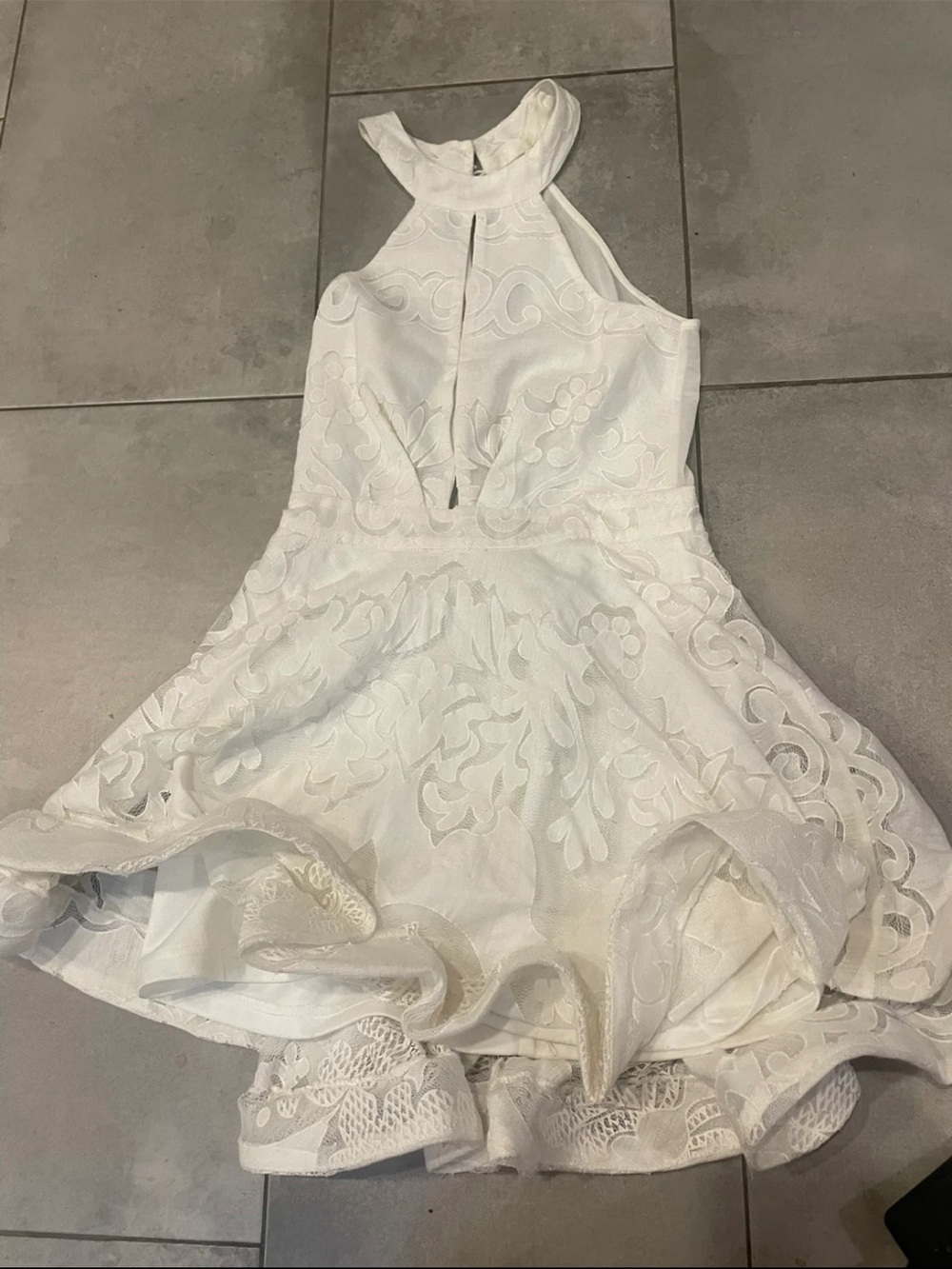 White Lace Halter Fit & Flare Dress
